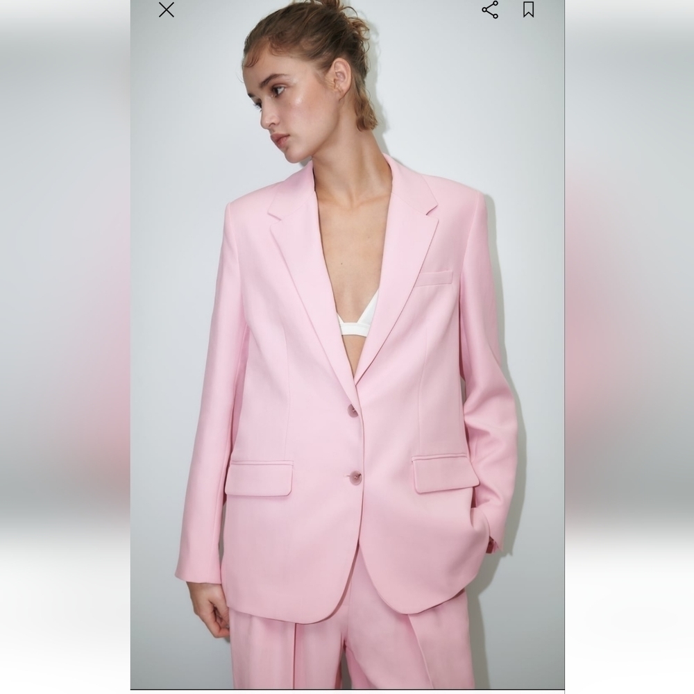 NWT ZARA straight cut blazer Pink  M - Picture 4 of 15
